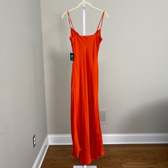 Express Satin Cowl Neck Asymmetrical Hem Maxi Slip Dress NWT - Picture 9 of 9